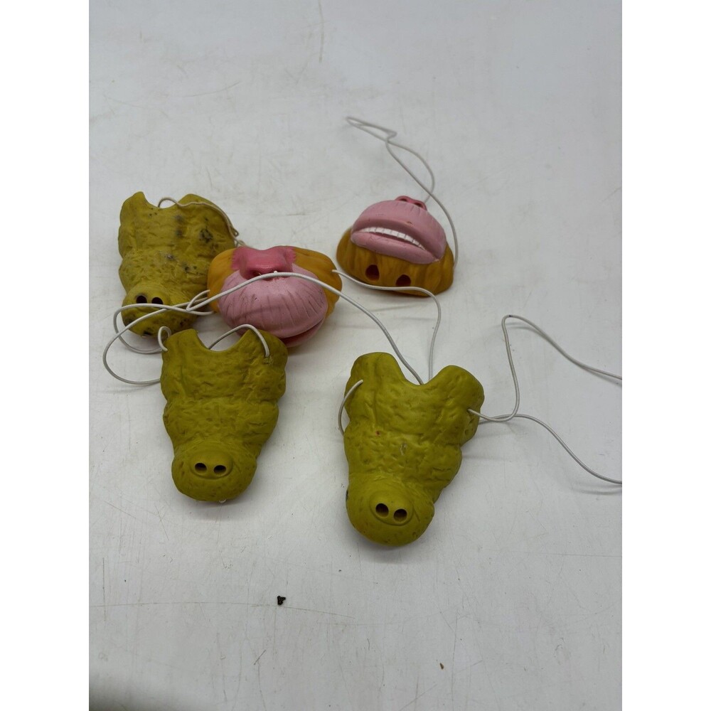 1988 McDonald's Zoo Face Halloween set of 5  Monkey and Alligator Promo Toys